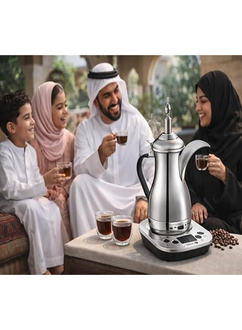 غالف دالا ماكينة قهوة عربية كهربائية فاخرة من جلف دالا مع قاعدة تحكم ذكية، مطلية بالكروم، سعة 700 مل، قدرة 700 واط، موديل GA-C91941 - Image 5